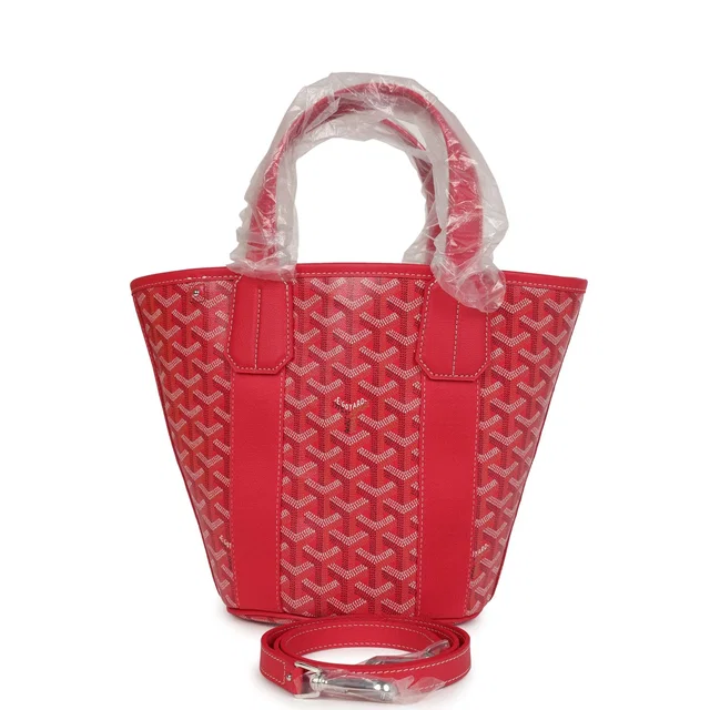 Goyard Goyardine Belharra PM Fuchsia Tote Palladium Hardware in Pink Calfskin from Madison Avenue Couture
