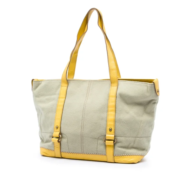 Beige Burberry Leather Trimmed Canvas Tote in Beige Canvas from Designer Revival, photo 2 of 6