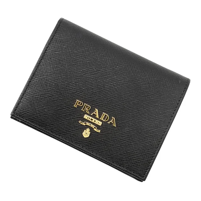 Prada Saffiano Leather Multicolor Compact Wallet Black/Hibiscus1MV204_ZLP_F061H Saffiano… in Black Saffiano leather from GALLERY RARE