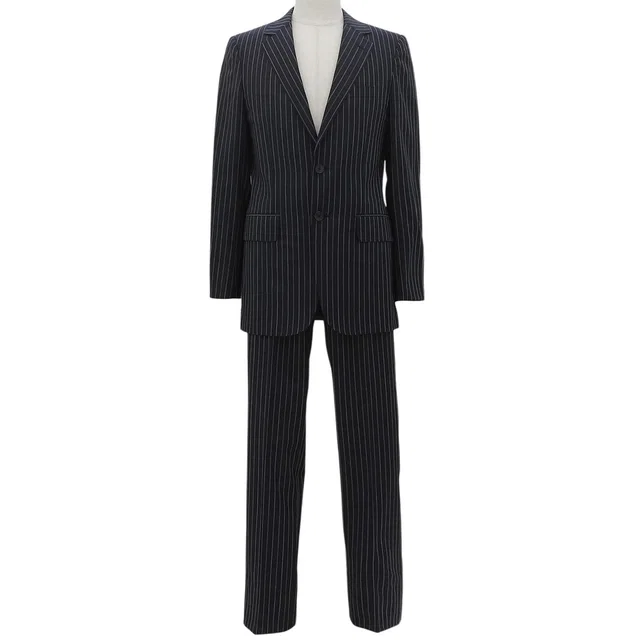 Gucci Wool Stripe Set-up #44 Black/White in Black Wool from VINTAGE QOO TOKYO
