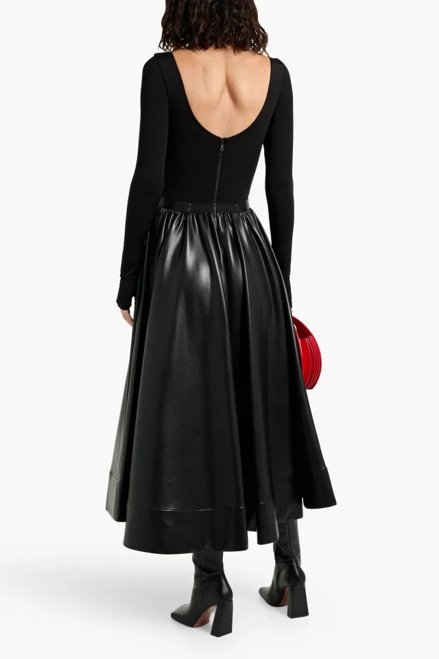 Alice + Olivia Chara Jersey-Paneled Midi Dress in Black, photo 3 of 4 from THE OUTNET