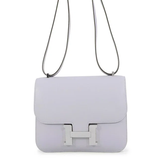 Hermès Shoulder Bag Mini Constance 3 Miroir Gray Pantin Silver Swift in Grey Swift leather from The Reluxe
