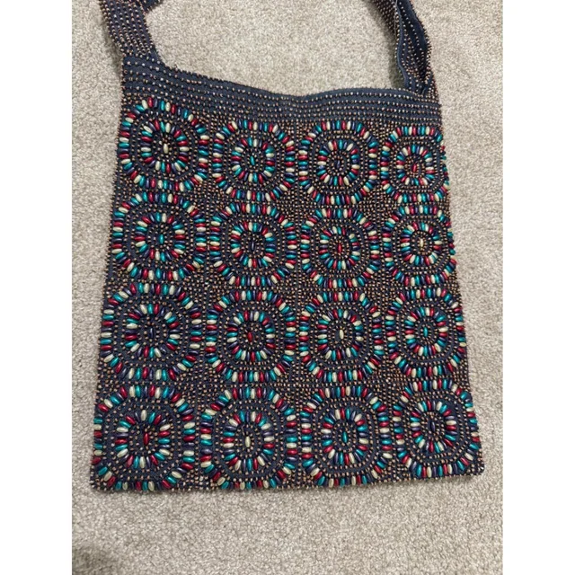 Moynat Women's Party Bag - Navy/Multi in multicolor|blue from Depop, photo 2 of 9