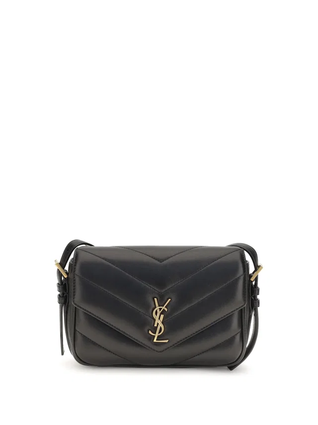 Saint Laurent Loulou Cassandre Shoulder Bag — Black Lamb Ovis Aries in Black Lambskin from HEWI