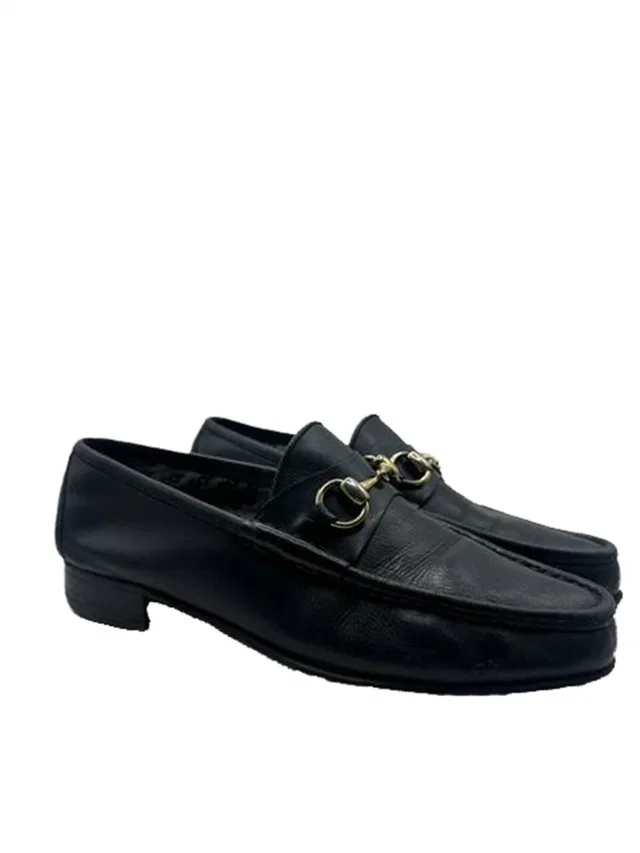 Gucci Vintage leather loafer with gold horsbit detail in Black Leather from Oxfam Online Shop