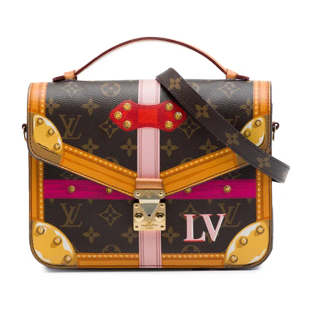 Brown Louis Vuitton Monogram Summer Trunks Pochette Metis Satchel in Brown Coated canvas from Designer Revival