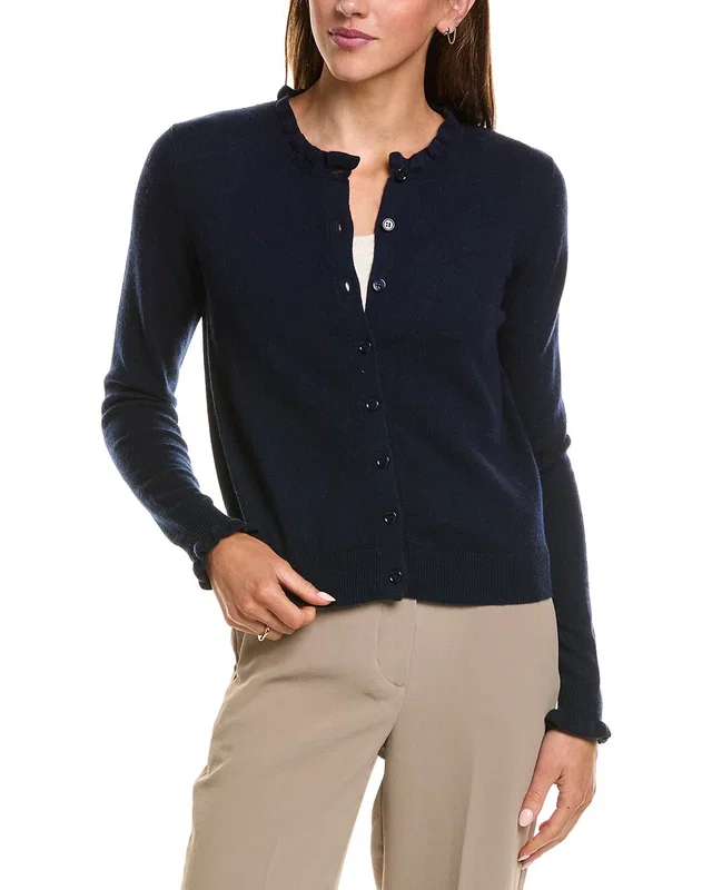 sofiacashmere Ruffle Cashmere-Blend Cardigan, image 1 of 1 from Rue La La