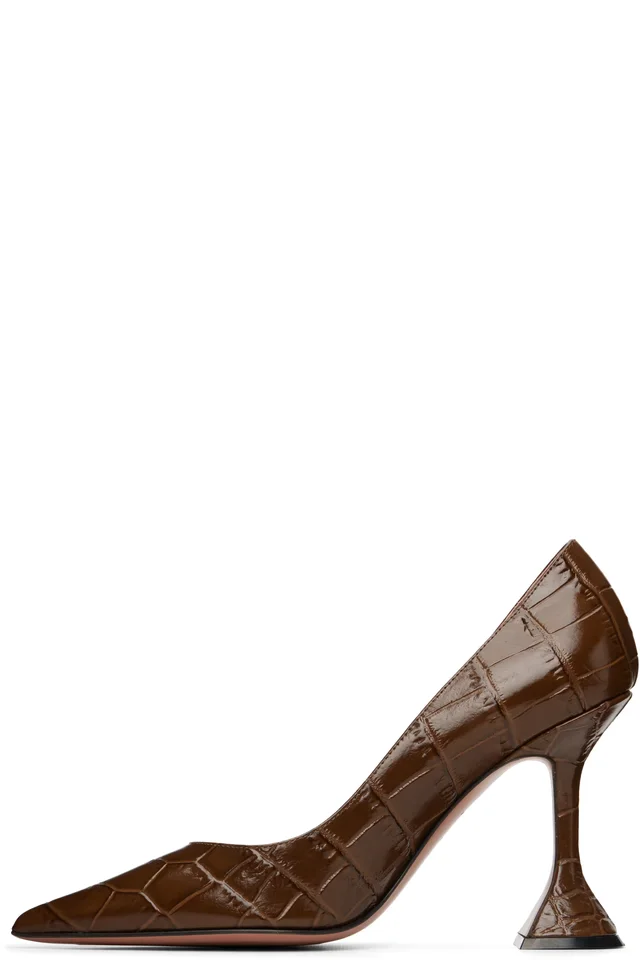 Amina Muaddi Brown Ami Pump 95 Heels, photo 3 of 5 from SSENSE