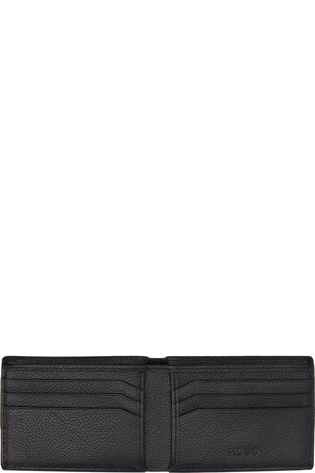 Hugo Black Stacked-Logo Slim Leather Wallet, photo 3 of 3 from SSENSE