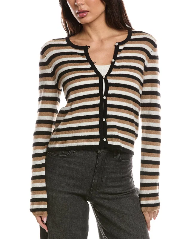 THE CASHMERE PROJECT Stripe Pearl 100% Cashmere Cardigan, image 1 of 1 from Gilt