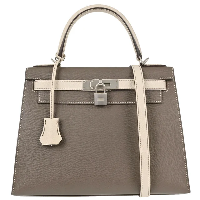 Hermès Gris Asphalt Epsom Kelly 28 Sellier 2way Shoulder Handbag in Grey Epsom leather from AMORE Vintage Tokyo