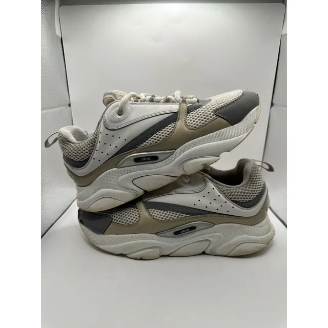 Dior B22 Sneakers L White Grey Mesh Leather Size 42 (Us 9) in white Leather from Grailed