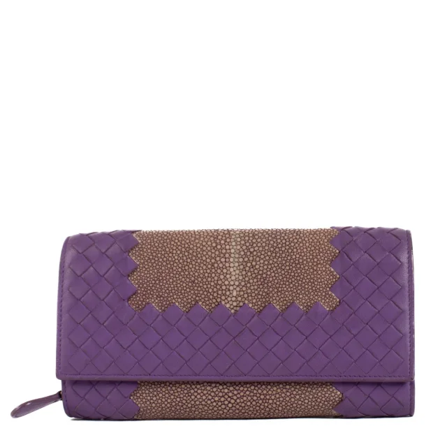 Bottega Veneta Purple Galuchat Wallet in Purple Woven leather from Labellov, photo 2 of 3