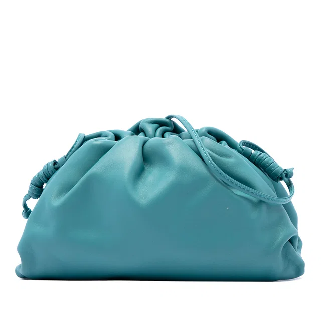 Blue Bottega Veneta Lambskin The Mini Pouch Crossbody in Blue Lambskin from Designer Revival