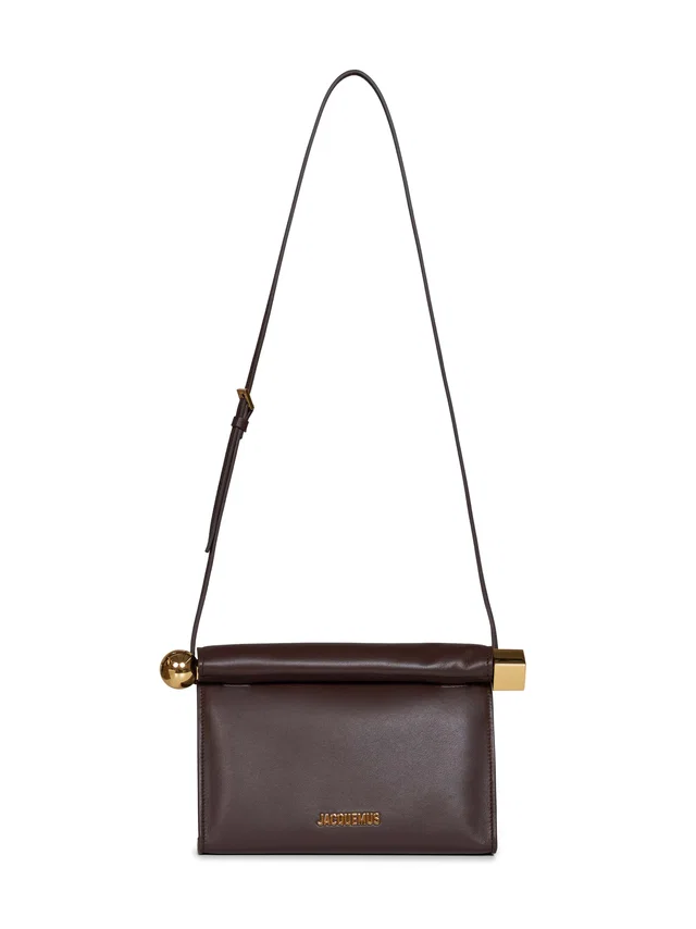 Jacquemus Rond Carré Clutch — Brown Lambskin in Brown Lambskin from HEWI