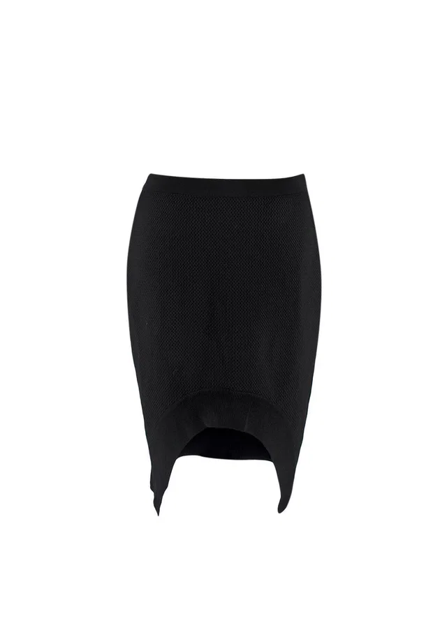 Givenchy Black Textured Knit Curved Hem Mini Skirt in Black from HEWI