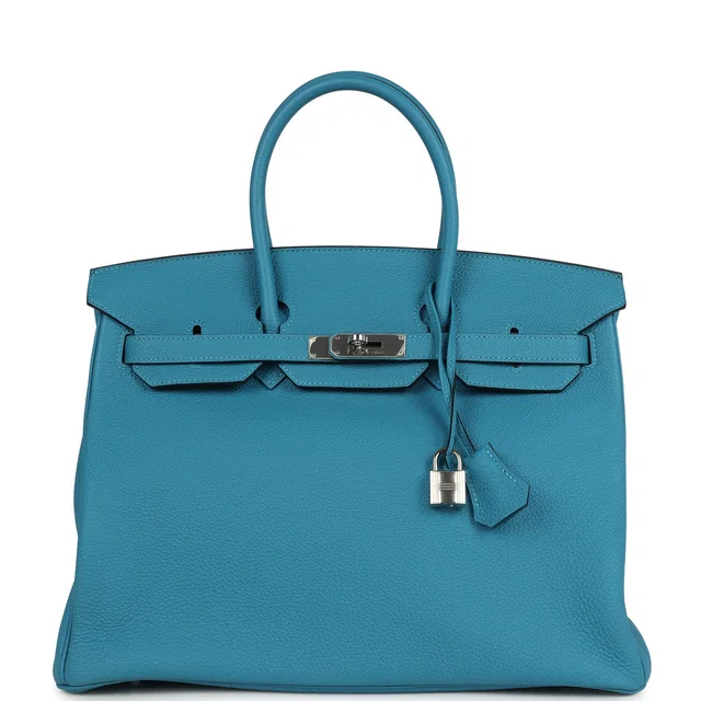 Hermès Birkin 35 Turquoise Togo Palladium Hardware in Blue Togo leather from Madison Avenue Couture