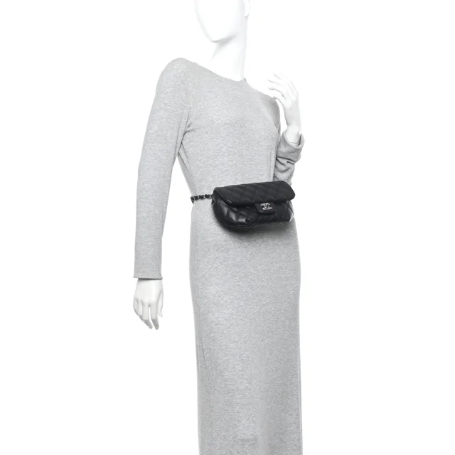Chanel Quilted CC Uniform Flap Belt Bag Black in Black Calfskin from FASHIONPHILE, photo 2 of 10