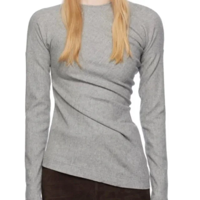 TOTEME Women's Blouse - Grey - L from Depop