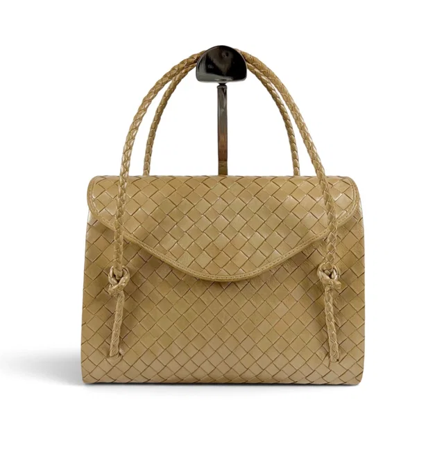 Bottega Veneta Intrecciato Leather Top Handle Bag Beige in Beige Woven leather from The Reluxe