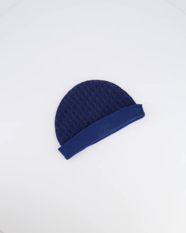 Kids Blue Dior Oblique Logo Wool Beanie Size 5-8 years in Blue Wool from Sellier, photo 2 of 4