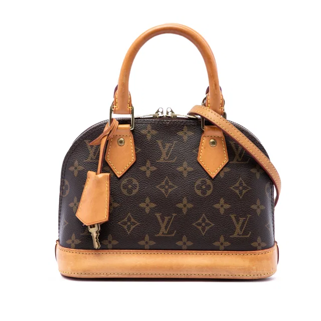Brown Louis Vuitton Monogram Alma BB Satchel in Brown Coated canvas from Designer Revival