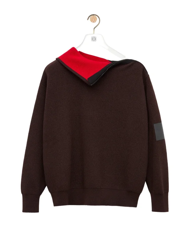 Loewe Zip-Neck Patch Knitted Sweater, image 1 of 1 from SENSER