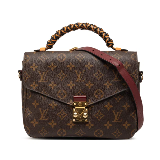 Brown Louis Vuitton Monogram Braided Pochette Metis Satchel in Brown Coated canvas from Designer Revival