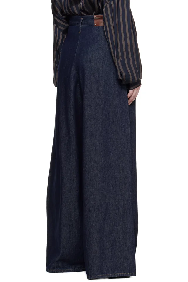 Dries Van Noten Indigo Wide Pleated Jeans, photo 3 of 4 from SSENSE