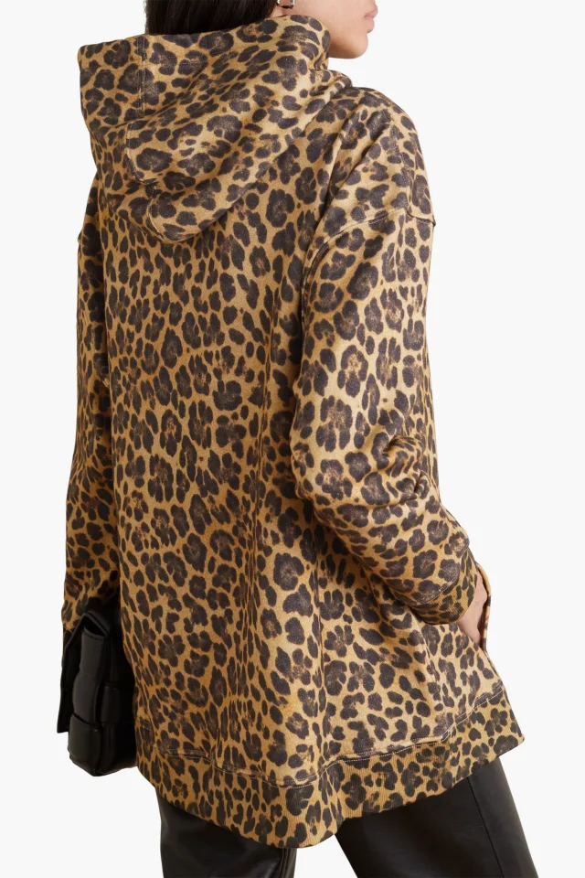 Valentino Garavani Leopard-Print French Cotton-Blend Terry Hoodie, photo 3 of 4 from THE OUTNET