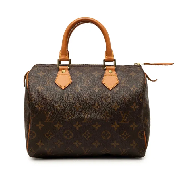 Brown Louis Vuitton Monogram Speedy 25 Boston Bag in Brown Coated canvas from Designer Revival