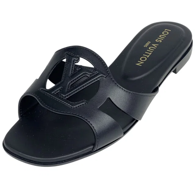 Louis Vuitton Isola Mules Shoes Sandals Calfskin Noir in Black Calfskin from The Reluxe