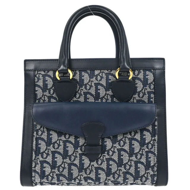 Dior Navy Trotter Tote Handbag in Navy Canvas from AMORE Vintage Tokyo