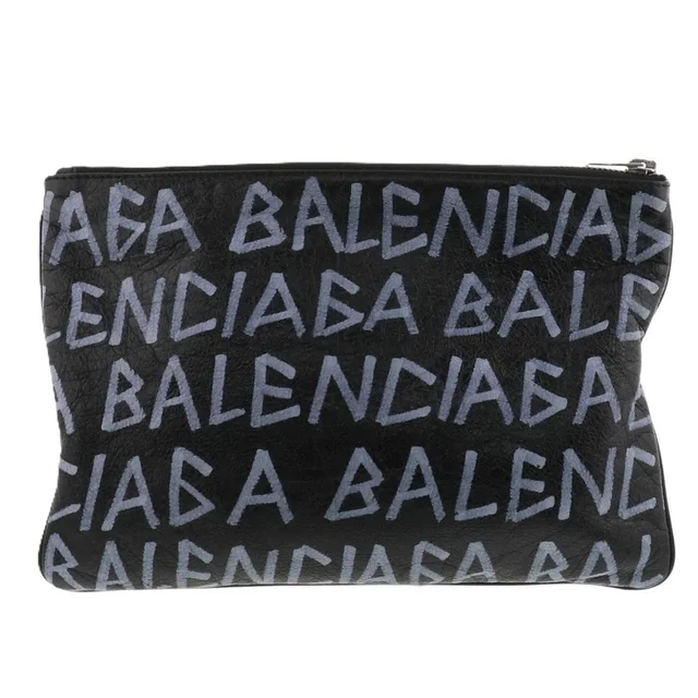 Balenciaga Carry Clip Clutch Bag Leather Black Blue in blue|black Leather from Poshmark