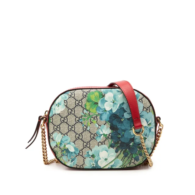 Red Gucci GG Supreme Blooms Chain Crossbody in Red Coated canvas from Designer Revival