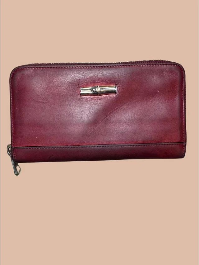 Longchamp Vintage Burgundy Leather Zip Wallet Euc in silver|gray|red Leather from Poshmark