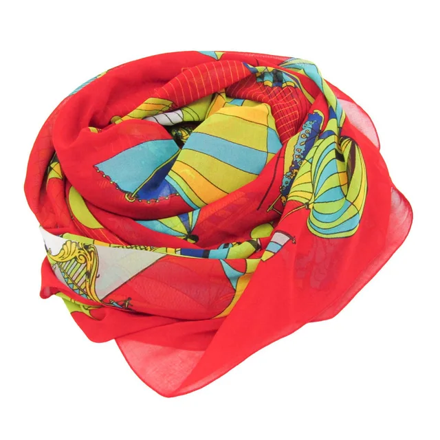 Hermès Cotton Pareo PAZ UNIVERSAL Women's Cotton Stole Multi-color,Red Color in Red color Cotton 100% from Elady