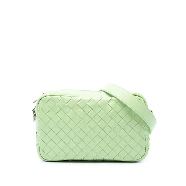 Green Bottega Veneta Small Calfskin Intrecciato Camera Bag in Green Calfskin from Designer Revival