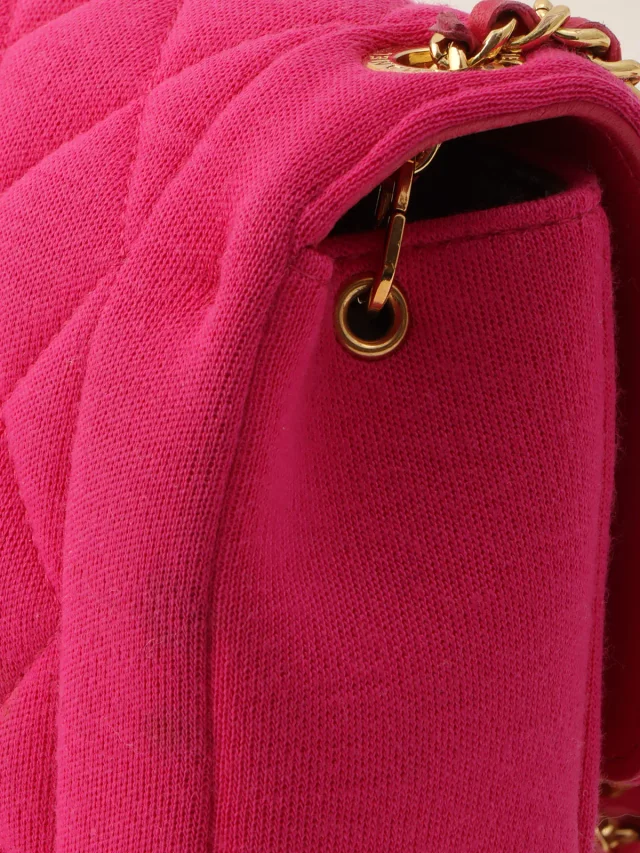 Chanel circa 2014 Matelassé Stitch Logo Plate Chain Shoulder Bag Pink in Pink from VINTAGE QOO TOKYO, photo 13 of 16