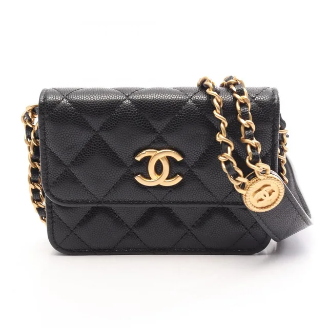Chanel Shoulder Bag Quilted Card Case Black Caviar Leather Classic Flap in Black Caviar leather from The Reluxe