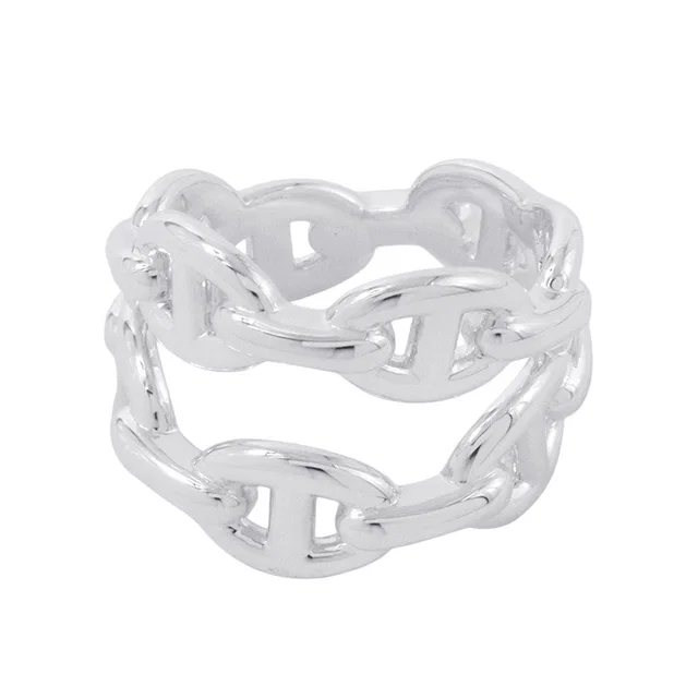 Hermès Chaine d'Ancre Double Row Ring Size 52/#12 SV925 from GALLERY RARE