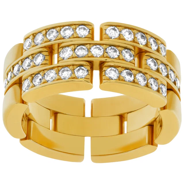 Elegant Cartier Panthere link ring 18k yellow gold with diamonds in Yellow Yellow Gold from Gray And Sons