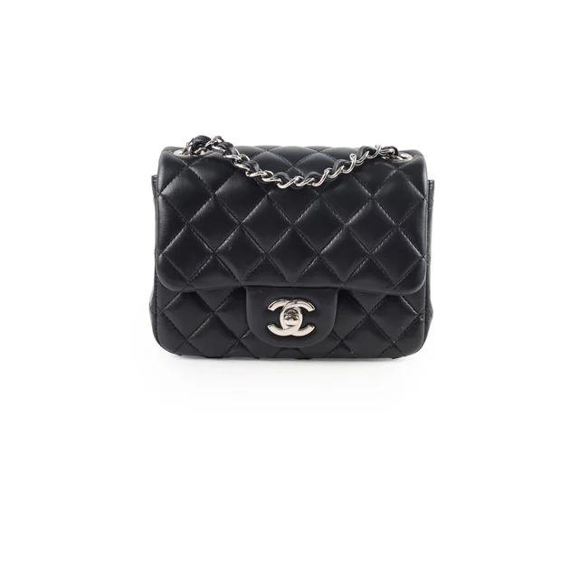 Chanel Mini Square Flap Black Lambskin in Black Lambskin from The Purse Affair