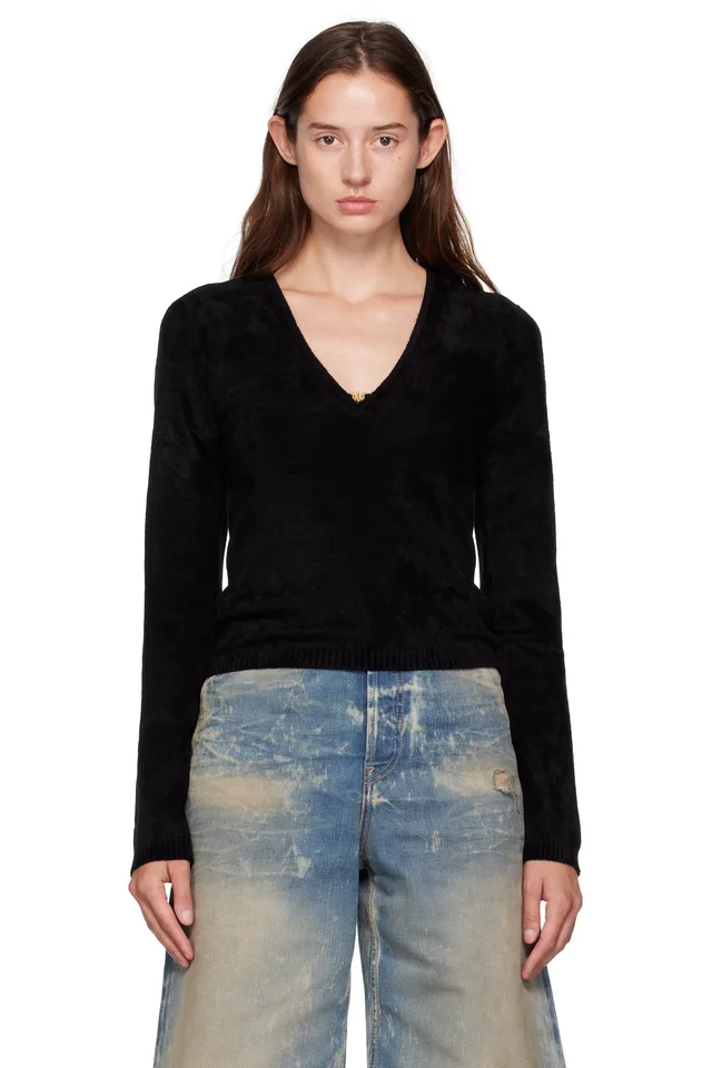 AMIRI Black Velvet LS Top, image 1 of 1 from SSENSE