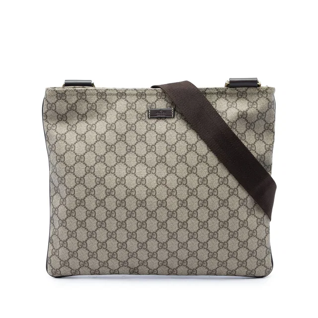 Beige Gucci GG Supreme Crossbody in Beige Coated canvas from Designer Revival