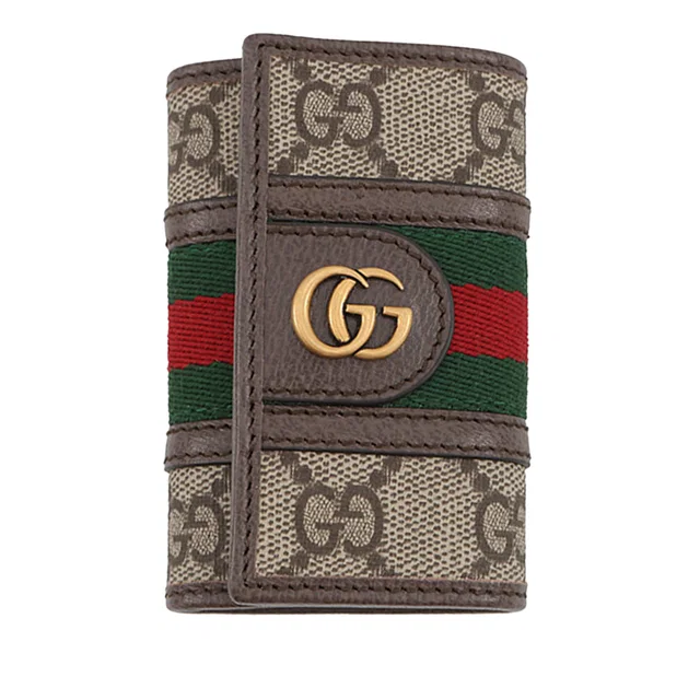 Beige Gucci GG Supreme Web Ophidia Key Case in Beige Coated canvas from Designer Revival