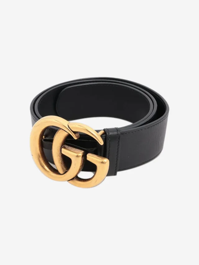 Gucci Black GG Marmont leather belt in Black Leather from Sign of the Times