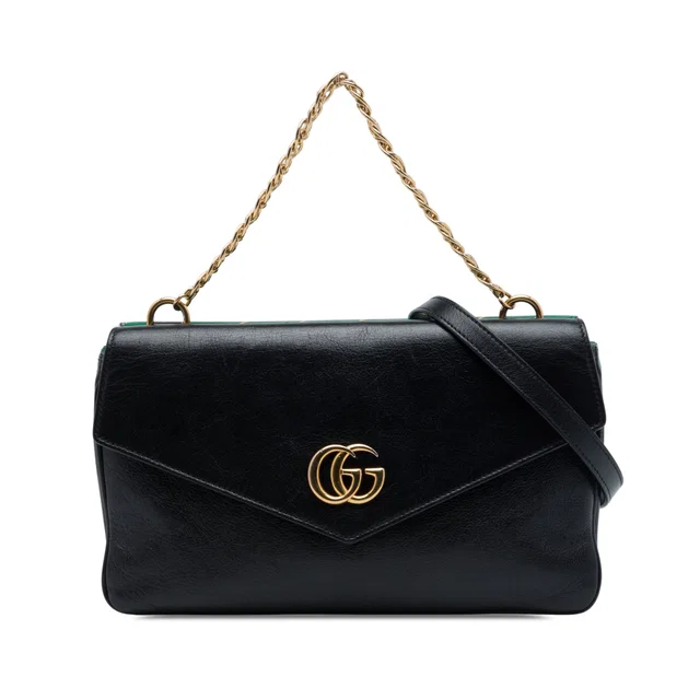 Black Gucci Medium Calfskin Double Thiara Satchel in Black Calfskin from Designer Revival