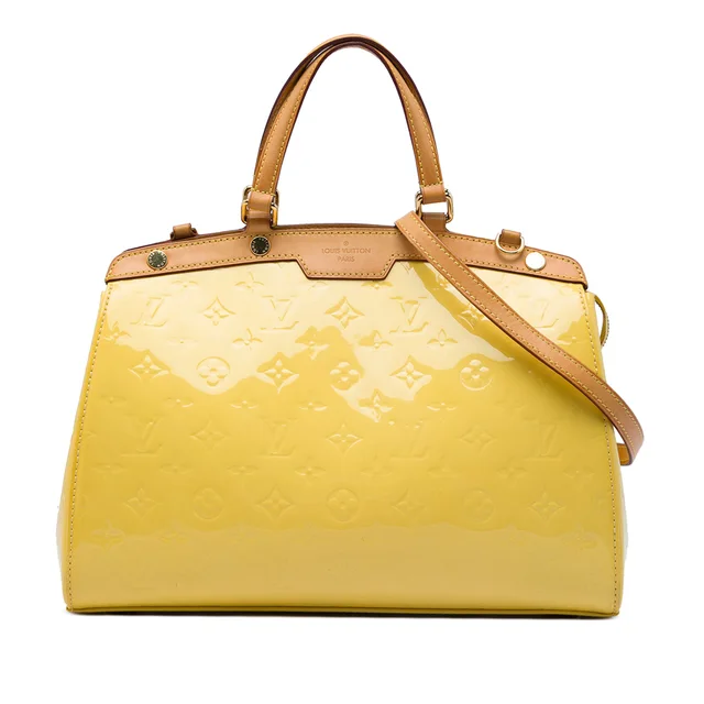 Yellow Louis Vuitton Monogram Vernis Brea MM Satchel in Yellow Leather from Designer Revival