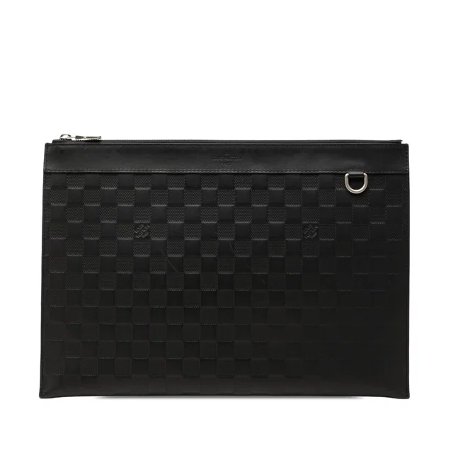 Black Louis Vuitton Damier Infini Pochette Discovery GM Clutch Bag in Black Leather from Designer Revival